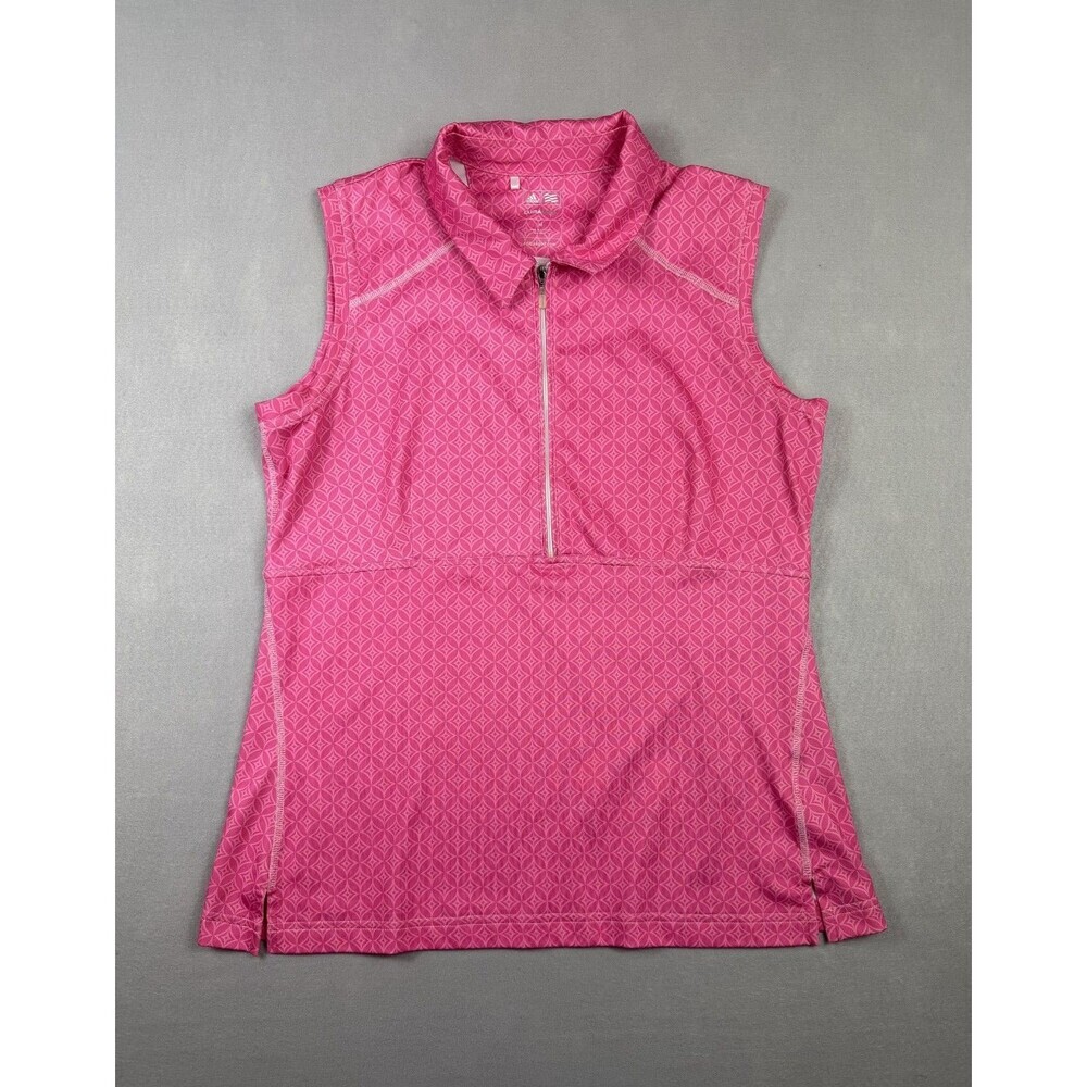 adidas Golf ClimaCool Women's 1/4 Zip Tank Top Size M Pink Sleeveless